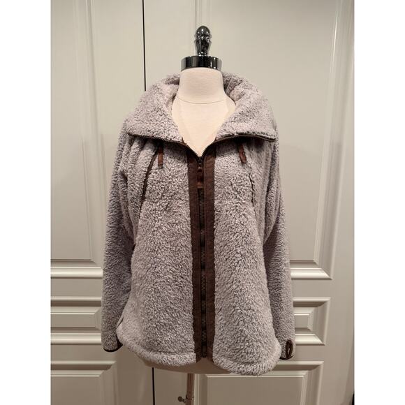 KUHL Flight Jacket Polar Fleece Fuzzy Zip Up Oatmeal beige size Large - Picture 13 of 15